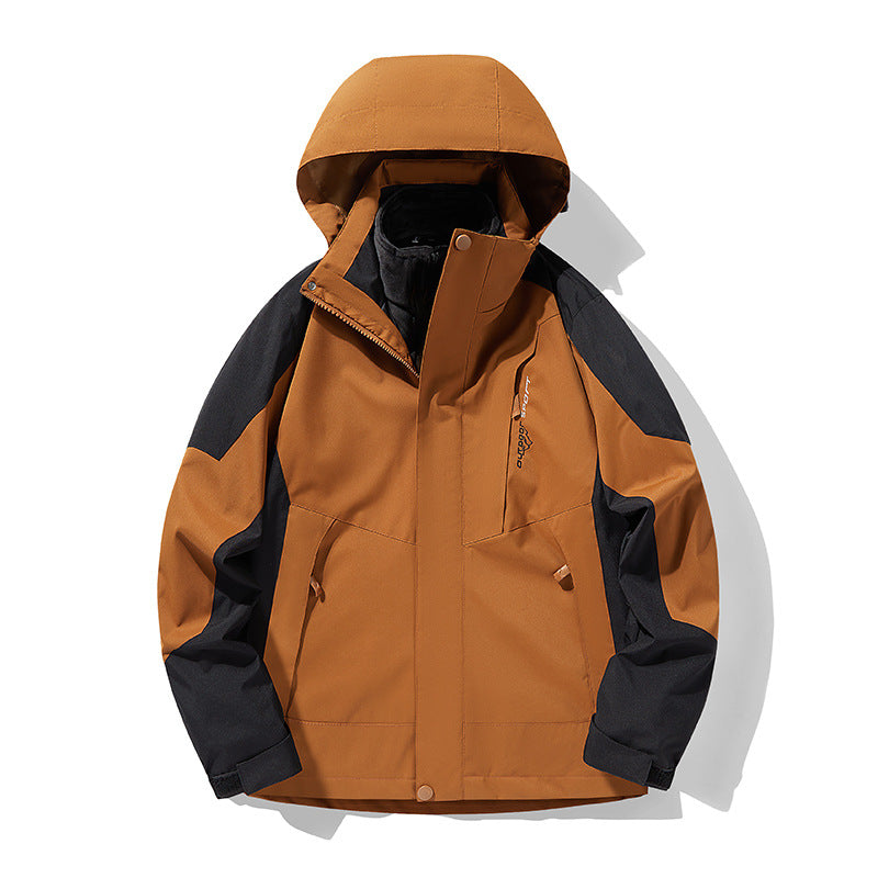 Three-in-One Waterproof Windproof Parka with Fleece Lining