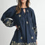 Embroidered Long Sleeve Peasant Mini Dress for Women