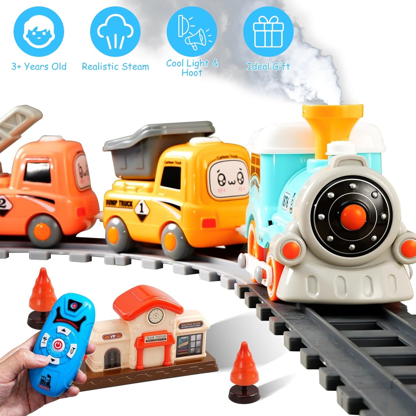 Electric Train Set with Remote Control and Realistic Features