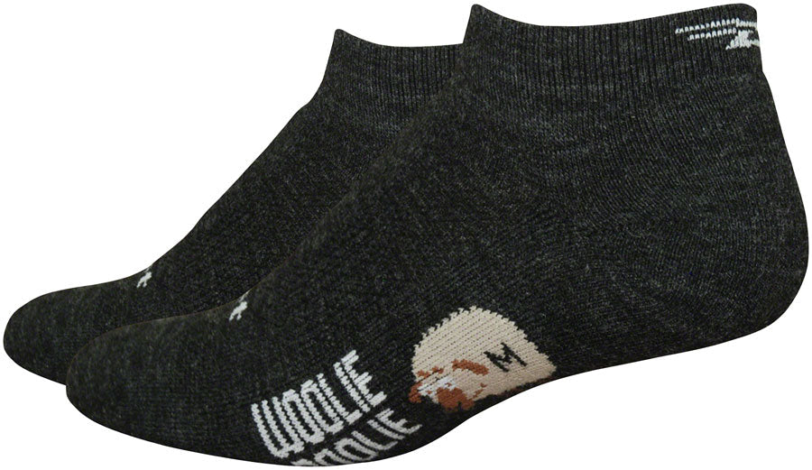 Calcetines DeFeet Woolie Boolie D-Logo hasta el tobillo - Carbón Grande