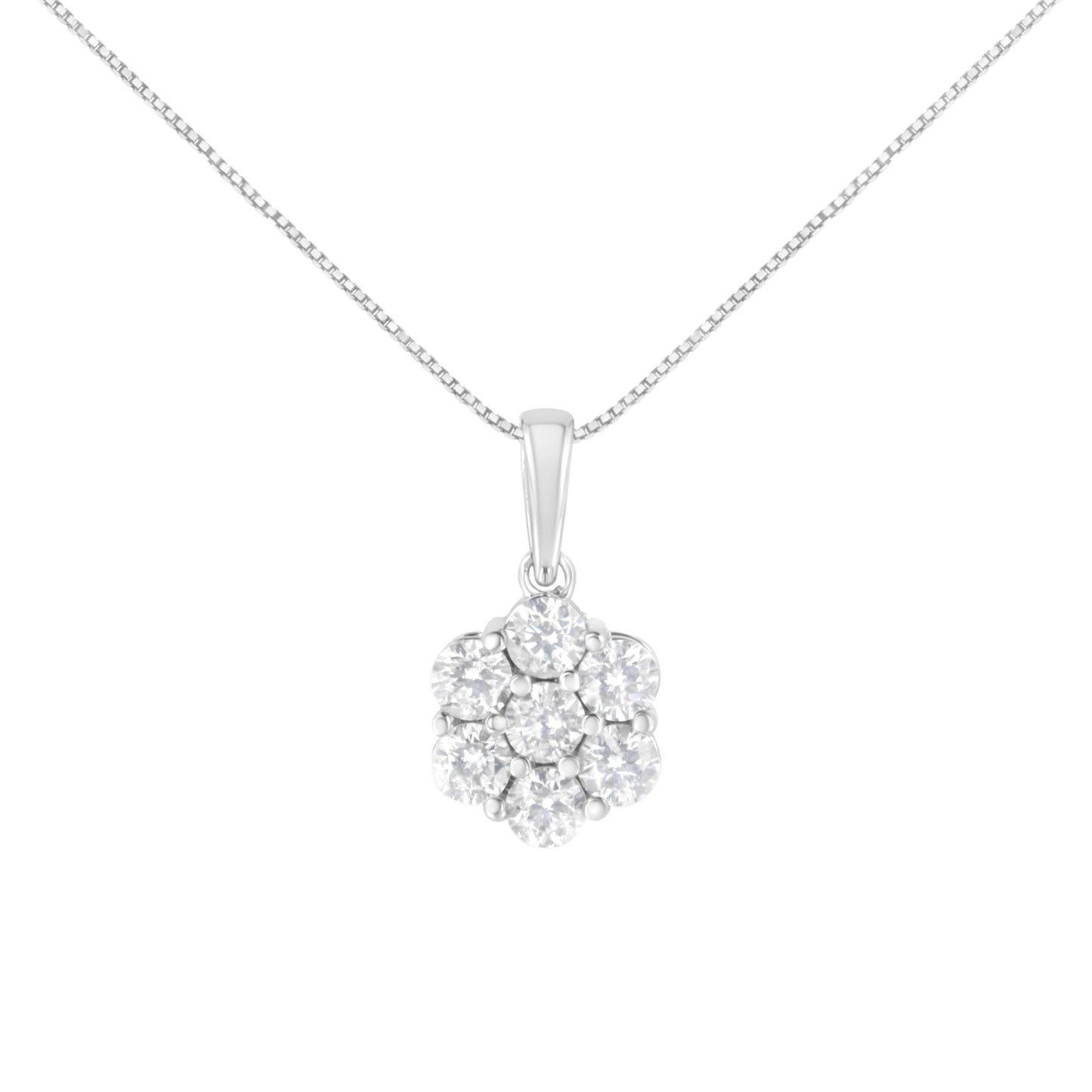Pendentif collier en diamant en fleur en or blanc 14K 2,00 cttw