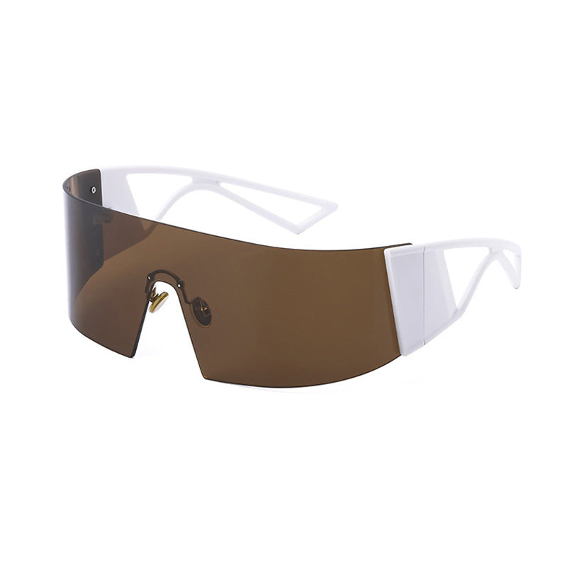 Trendy One Piece Large Frame Sunglasses for Outdoor Activities