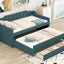 Twin Size Upholstered Daybed with Trundle and Three Drawers,Green - Korvel