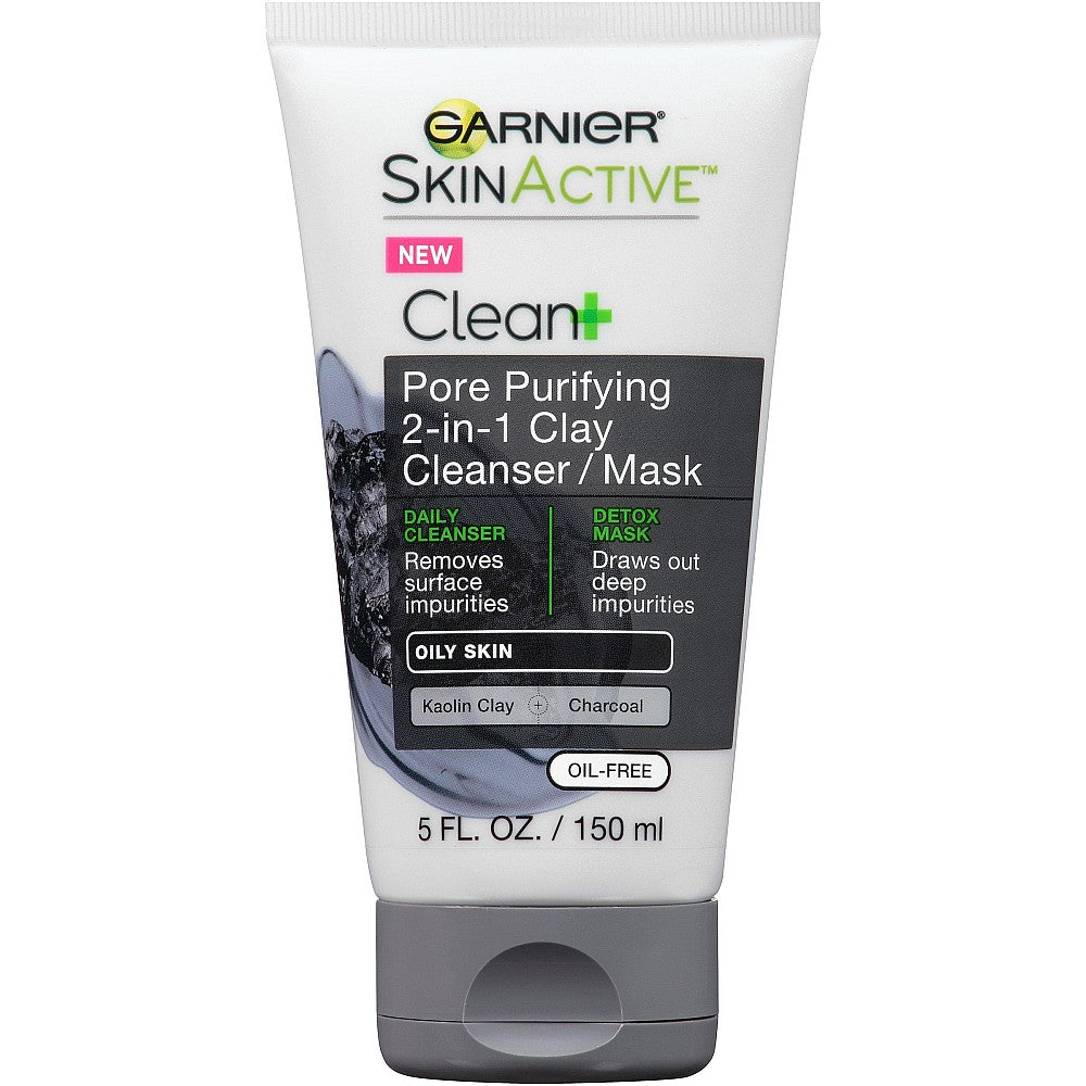 Garnier SkinActive Clean+ Nettoyant et Masque Purifiant 2-en-1 à l'Argile - 5oz