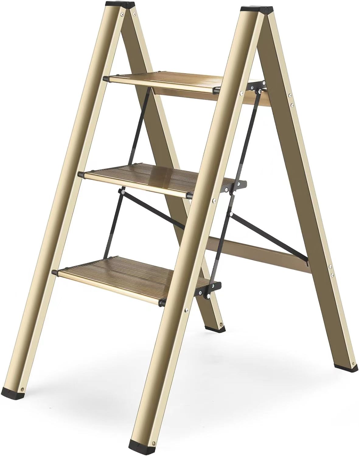 3-level ladder, aluminum alloy ladder, folding ladder, wide anti slip pedal, portable ladder with a weight capacity of 300 pound - Korvel