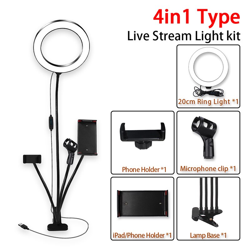 8-Inch Dimmable LED Ring Light Kit for Makeup and Streaming