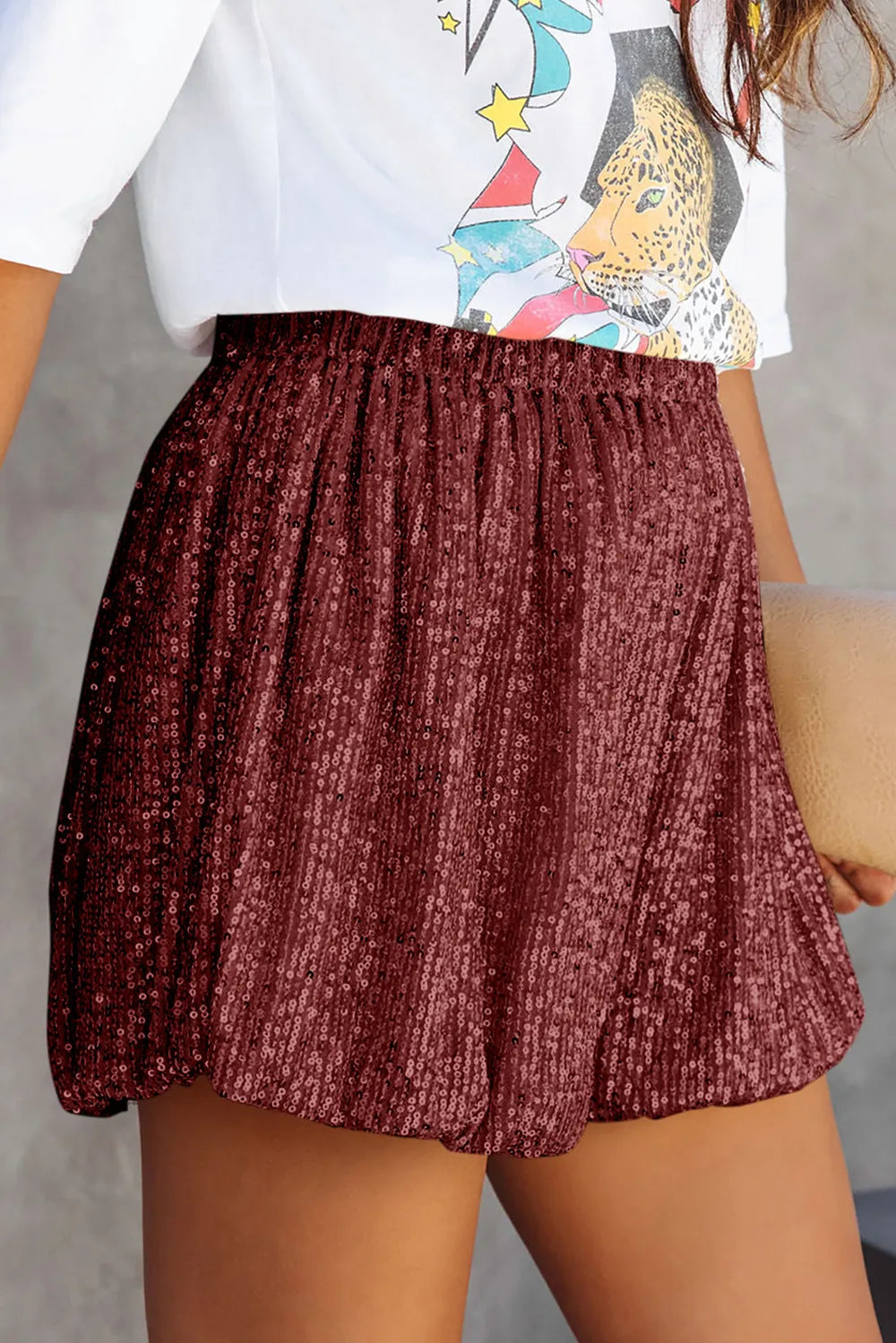 Sequin Elastic Waist Shorts - Korvel