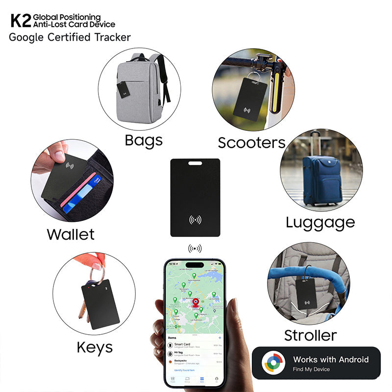 Android Bluetooth Tracker Card. Supports Google Find My. Locate keys, luggage, pets. - Korvel