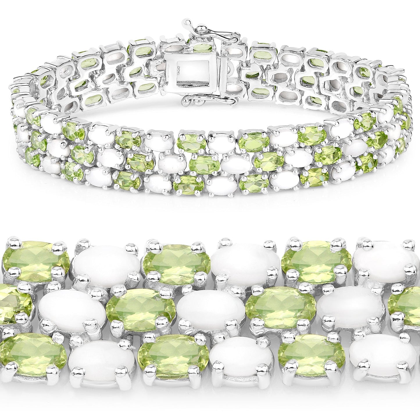 Bracelet en argent sterling avec opale et péridot de 19,73 carats