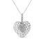 .925 Sterling Silver Heart Pendant Necklace with Diamond Accents