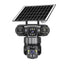 V380 360-Degree Panoramic 3-View 3-Lens Wireless WiFi/4G Solar-Powered Camera Surveillance System - Korvel