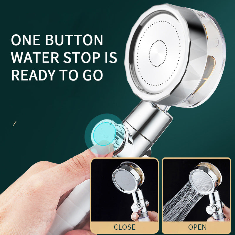Propeller Shower Turbocharged Shower Head Shower Head Shower One-Button Water-Stop Shower - Korvel