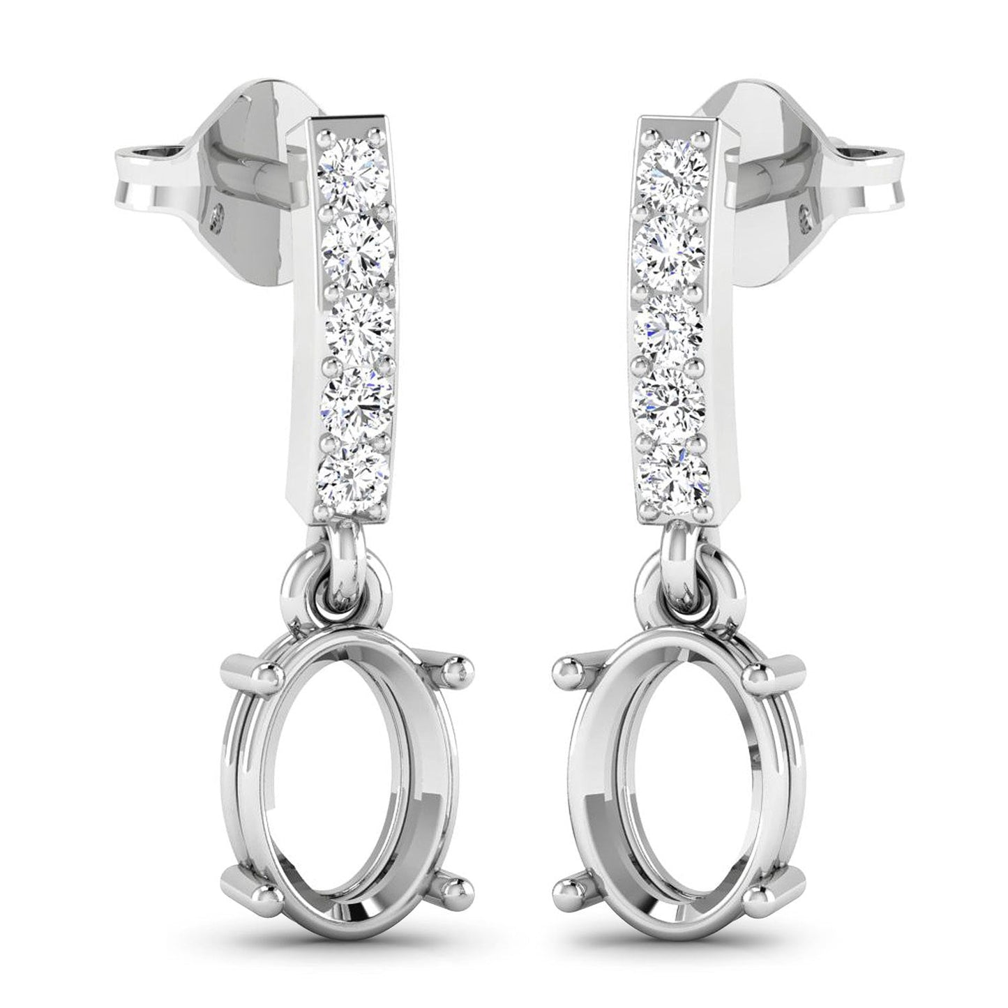 0.14 Carat Genuine White Diamond 14K White Gold Semi Mount Earrings