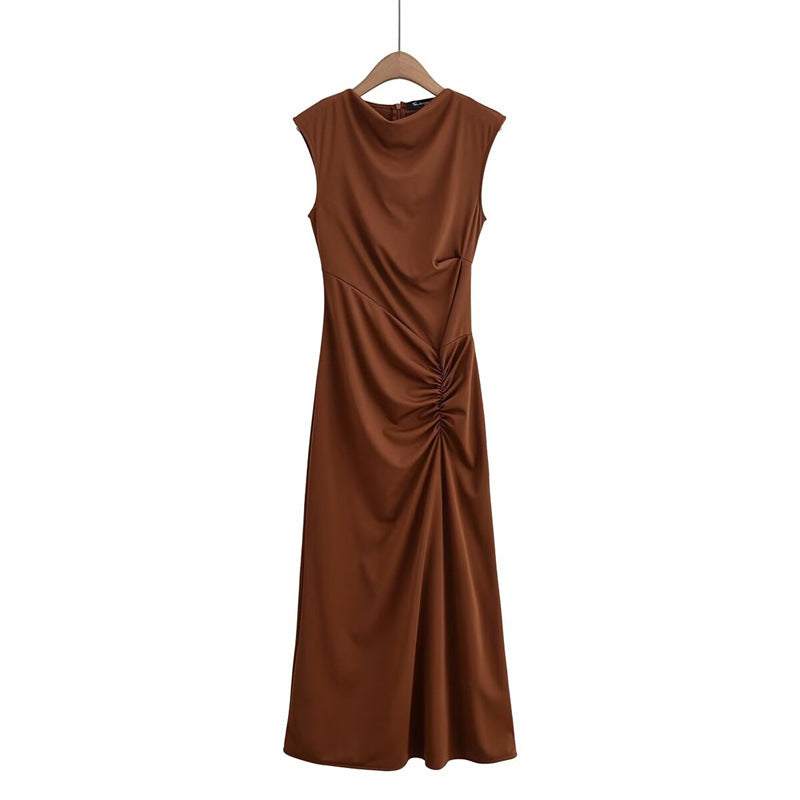 Fashionable and Sexy  Style Women's Two-color Knitted Pleated Long Dress - Korvel