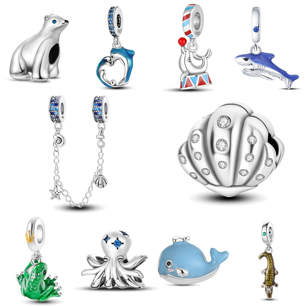 Ocean Wind Dolphin Whale Pendant Beads for DIY Bracelets