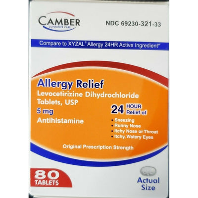 Camber Levocetirizine 5 Mg Tablets - 80 Count