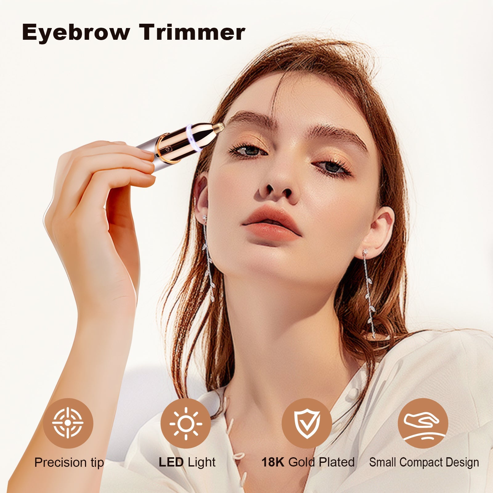 Rechargeable Eyebrow and Facial Hair Remover for Women 2 in 1 Razor with Built-in LED Light for Painless Hair Removal - Korvel