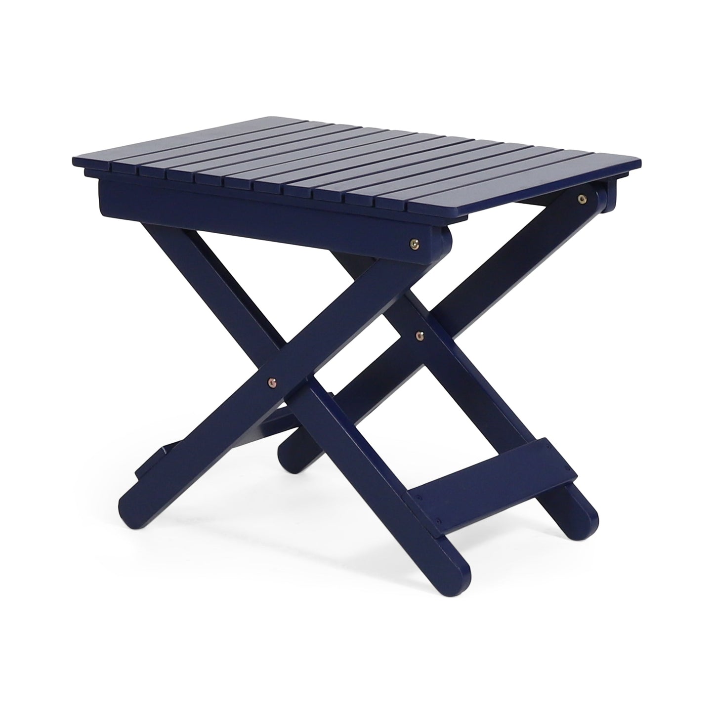 Outdoor Folding Wooden Side Table, Navy Blue, 15"D x 22.75"W x 18.25"H - Korvel