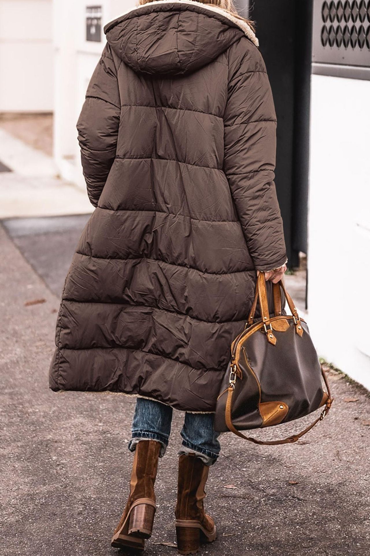 Elegant Solid Color Hooded Long Coat for Women