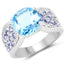 Bague en argent sterling avec topaze bleue et tanzanite de 4,77 carats