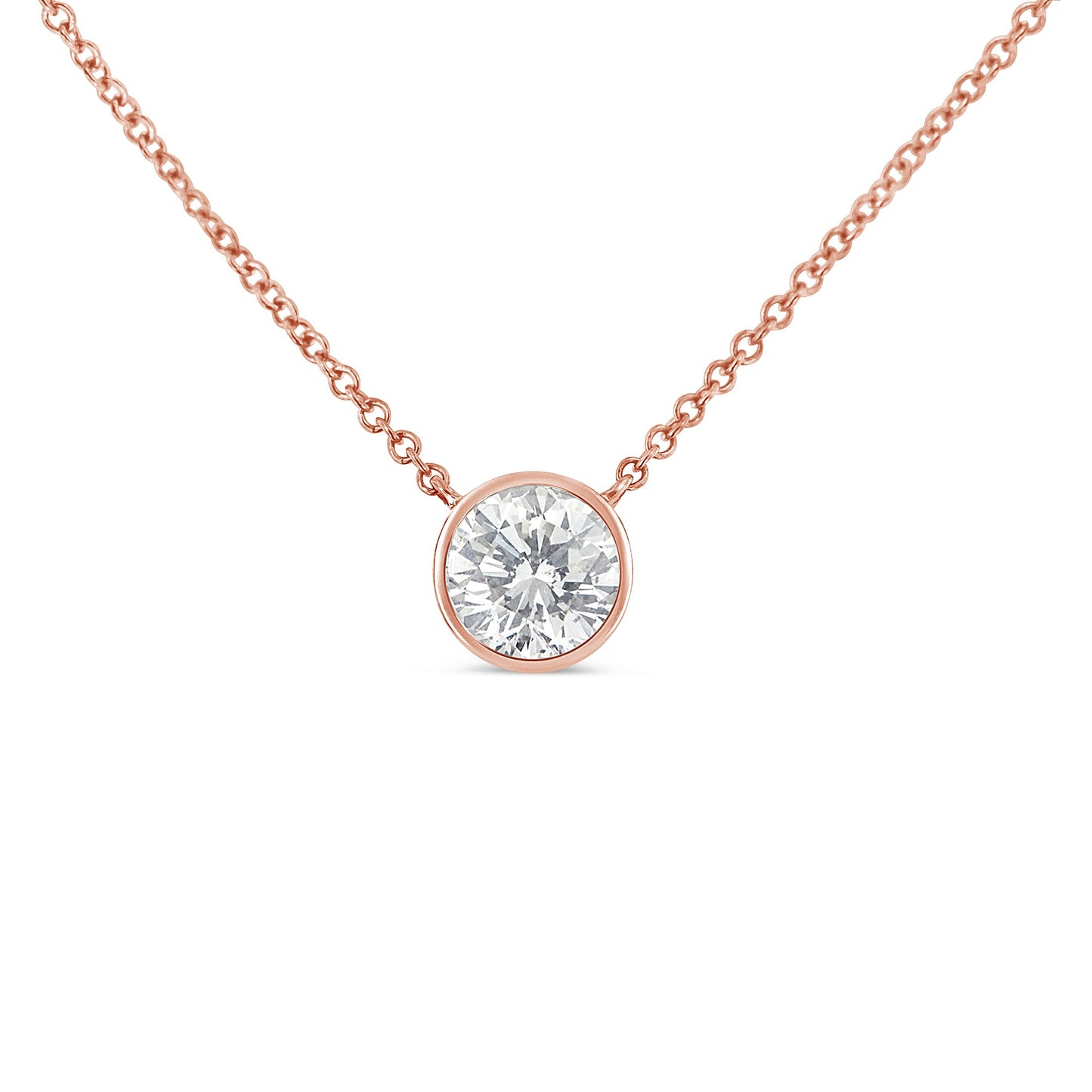 Collar de Pendiente con Diamante Engastado en Bezel de Oro Rosa de 10K y 1/2 Quilate