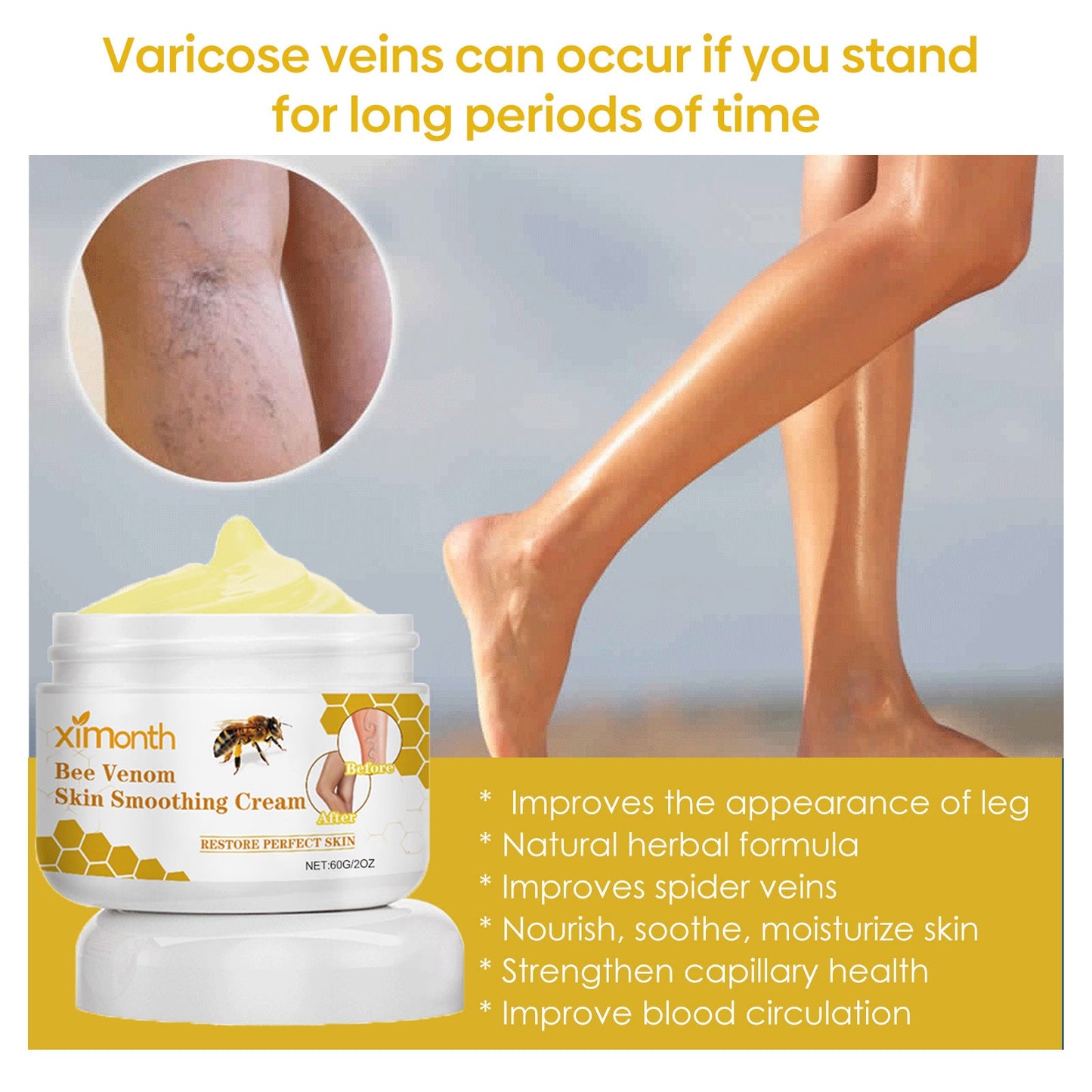 Premium Bee Venom Leg Care Cream for Skin Moisturization