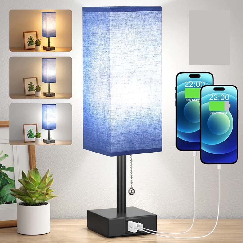 Linen 90 square desk lamp zipper switch three color temperature variable light A+C USB charging - Korvel
