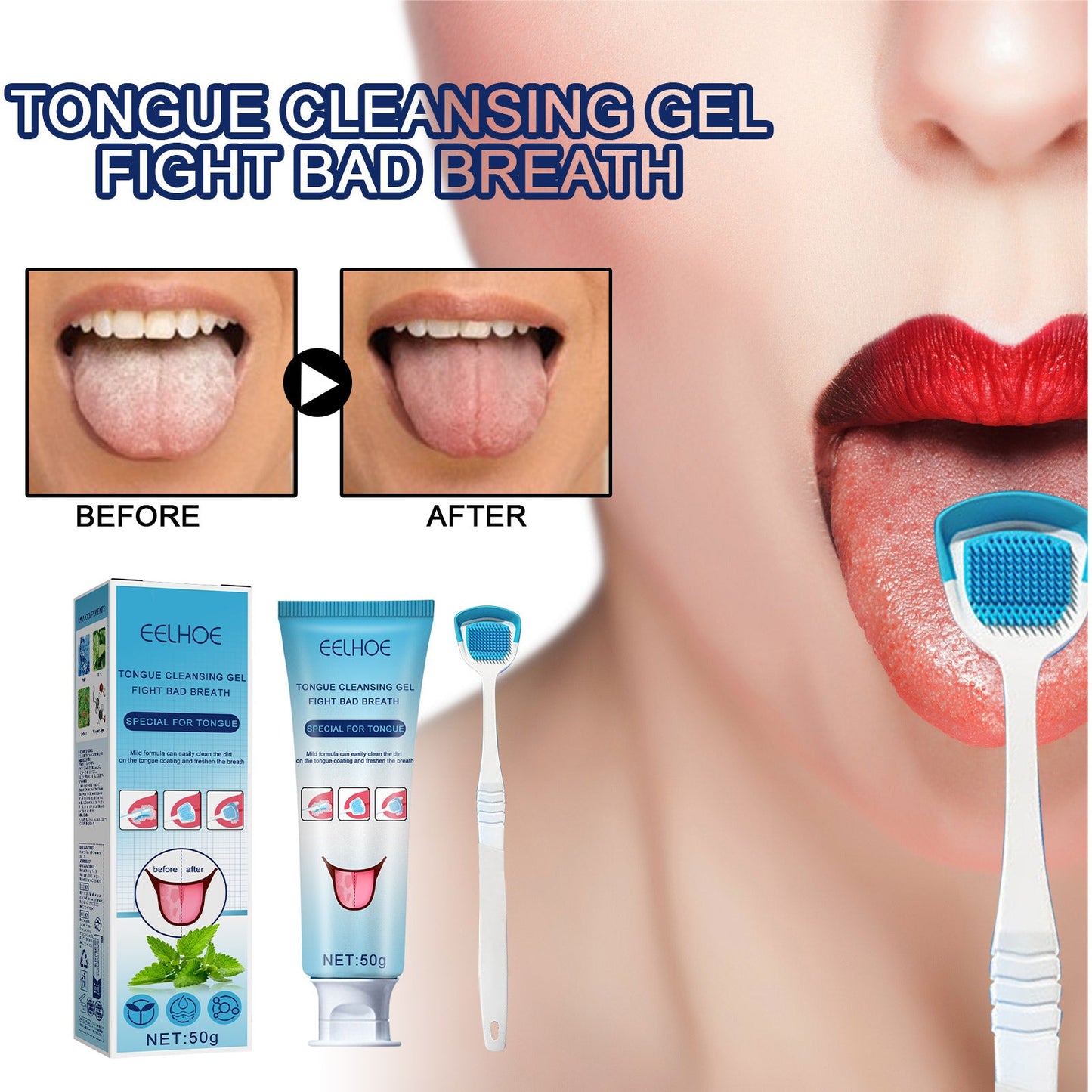 Premium Tongue Coating Cleansing Gel with Brush