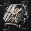 POEDAGAR Fashion Men Luxury Wristwatches Chronograph Luminous Waterproof Date Man Watch Square Dial Leather Quartz Men's Watches - Korvel