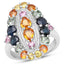 Anillo de Clúster de Múltiples Zafiros de 3.84 Quilates en Plata Esterlina