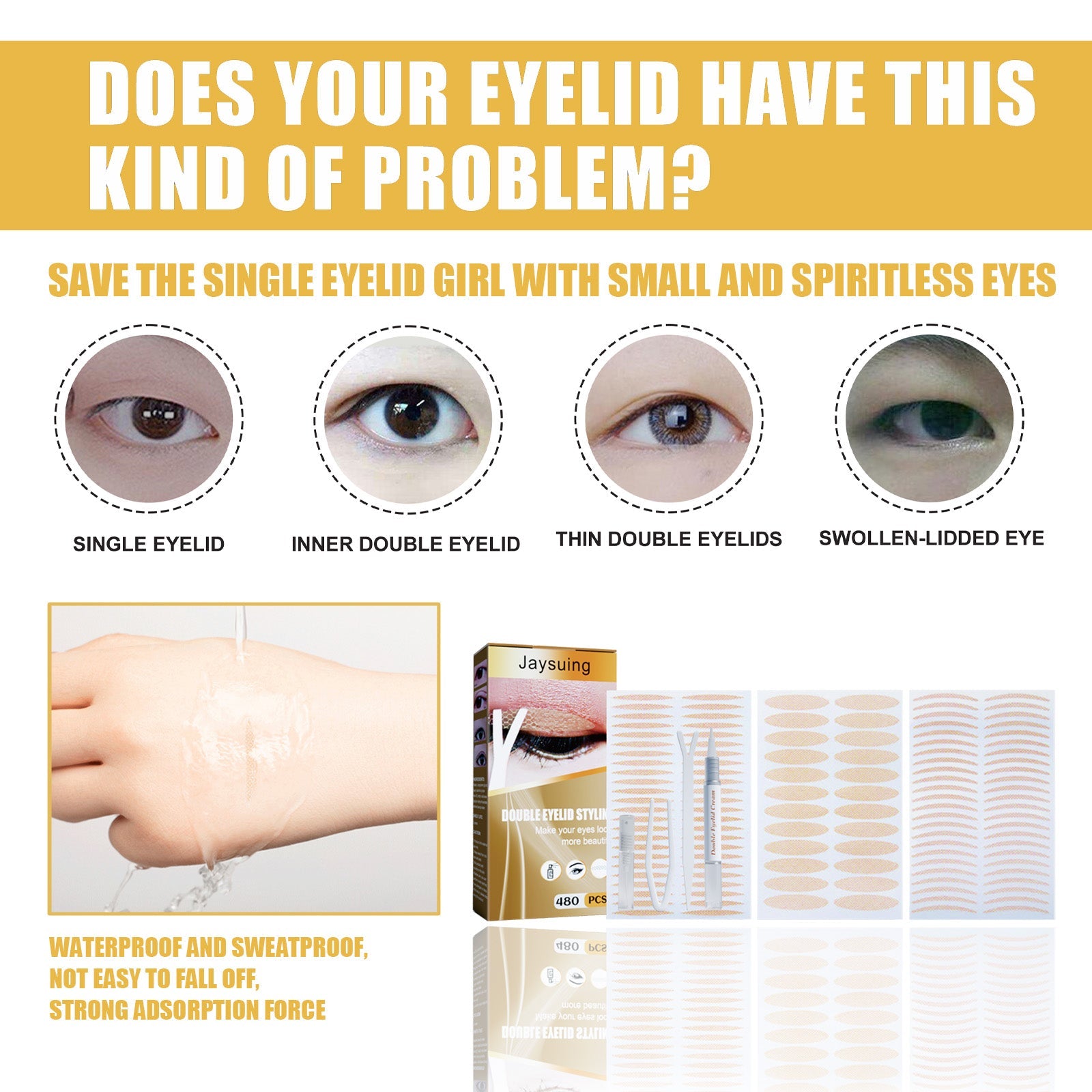 Double Eyelid Gel Permanent Natural Traceless Invisible Non-Glue Double Eyelid Gel Beauty Patch - Korvel
