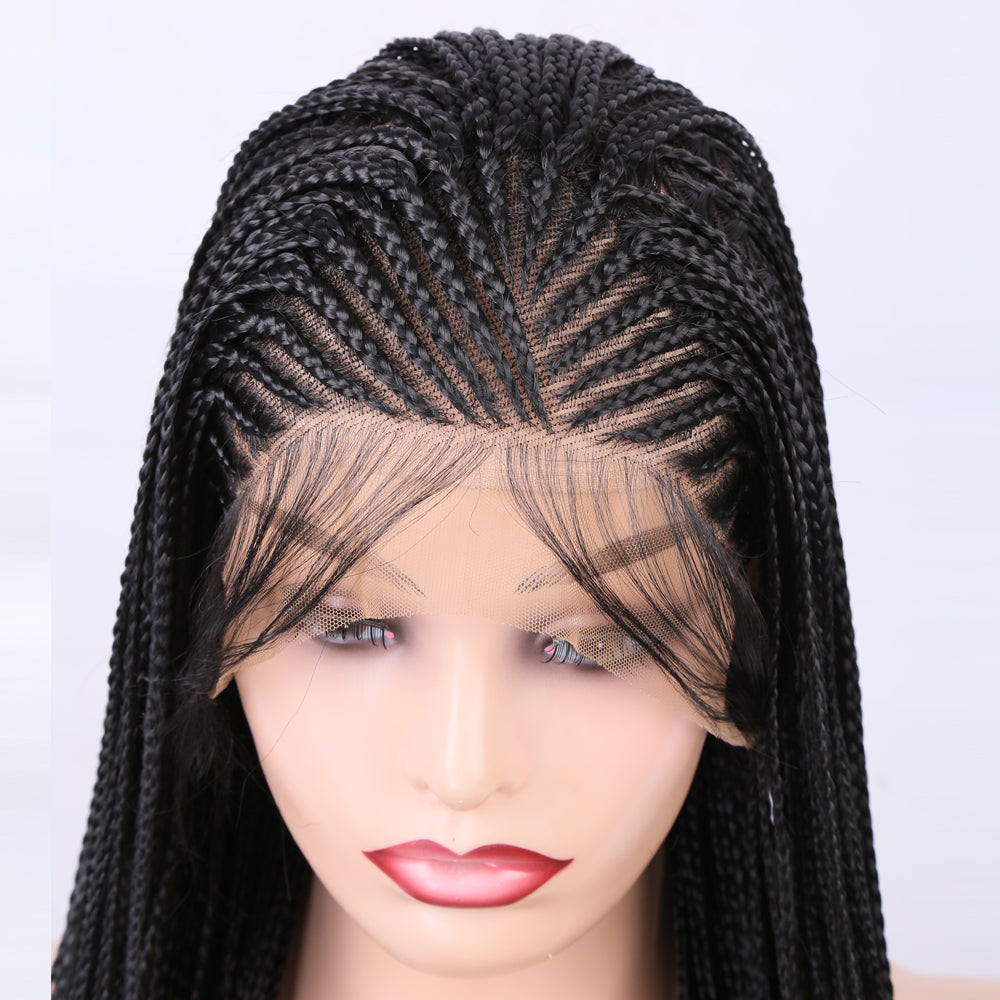 Peluca trenzada de encaje frontal premium para mujeres negras