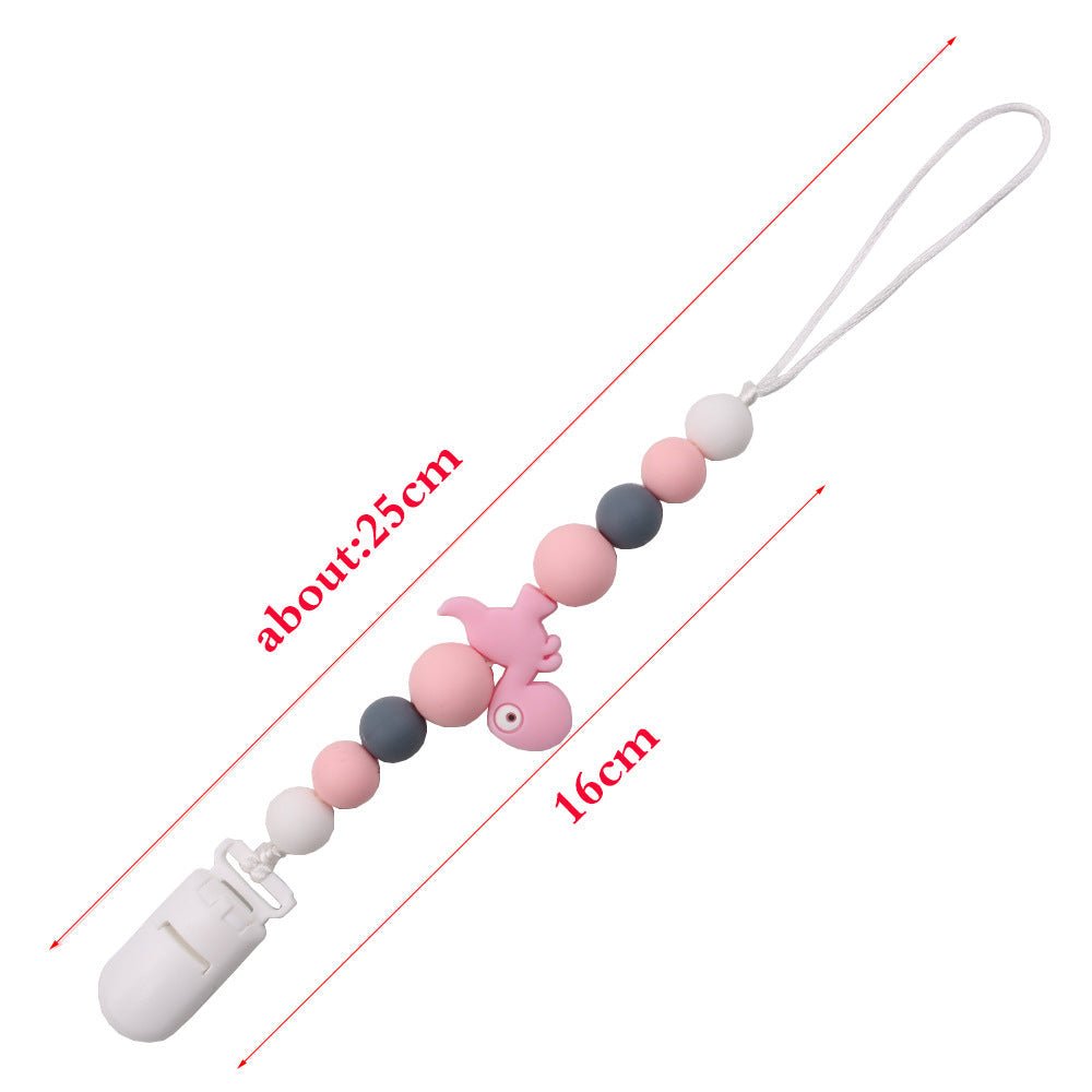 New baby pacifier chain clip teeth glue toy anti-drop chain silicone dinosaur pacifier chain baby products - Korvel