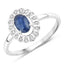 0.52 Carat Blue Sapphire & White Diamond 14K White Gold Engagement Ring