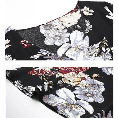 Robe de Plage Florale d'Été avec Décolleté en V et Taille Élastique