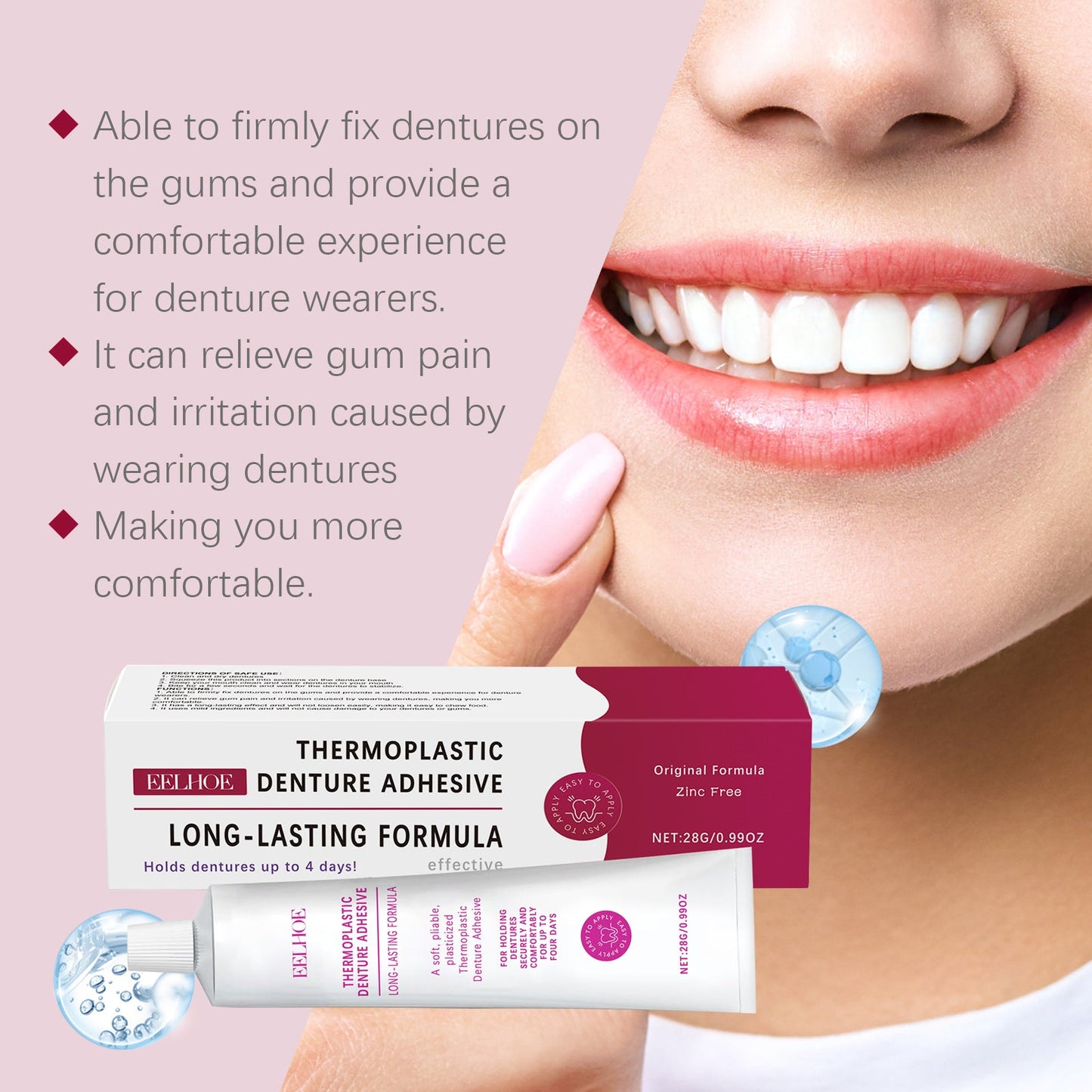 Denture Fixing Adhesive Thermoplastic Fixing Dentures Modifies Teeth For Comfort And Beauty - Korvel