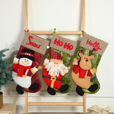 Christmas Socks, Christmas Gift Bag, Christmas Decoration Gift Bag, Christmas Elk Old Man Pendant Gift Bag - Korvel