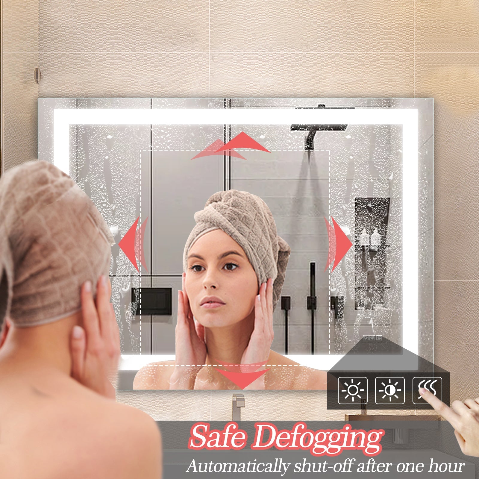 LED Bathroom Mirror 48x 36 Inch with lights, anti-Fog & Dimming Led Bathroom Vanity Mirror - Korvel