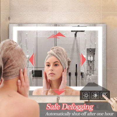 LED Bathroom Mirror 48x 36 Inch with lights, anti-Fog & Dimming Led Bathroom Vanity Mirror - Korvel