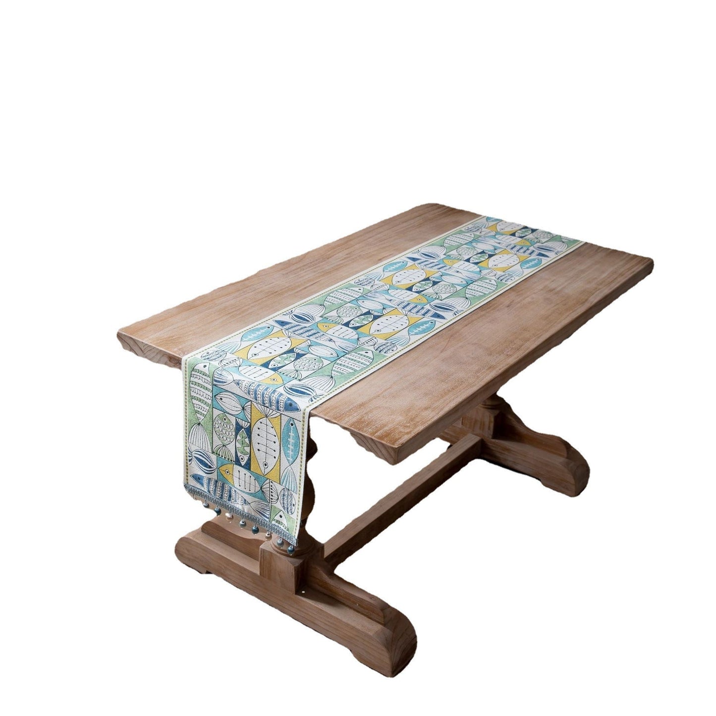 Jacquard table flag small fish green contrasting color dining table fabric holiday coffee table bed flag TV cabinet - Korvel