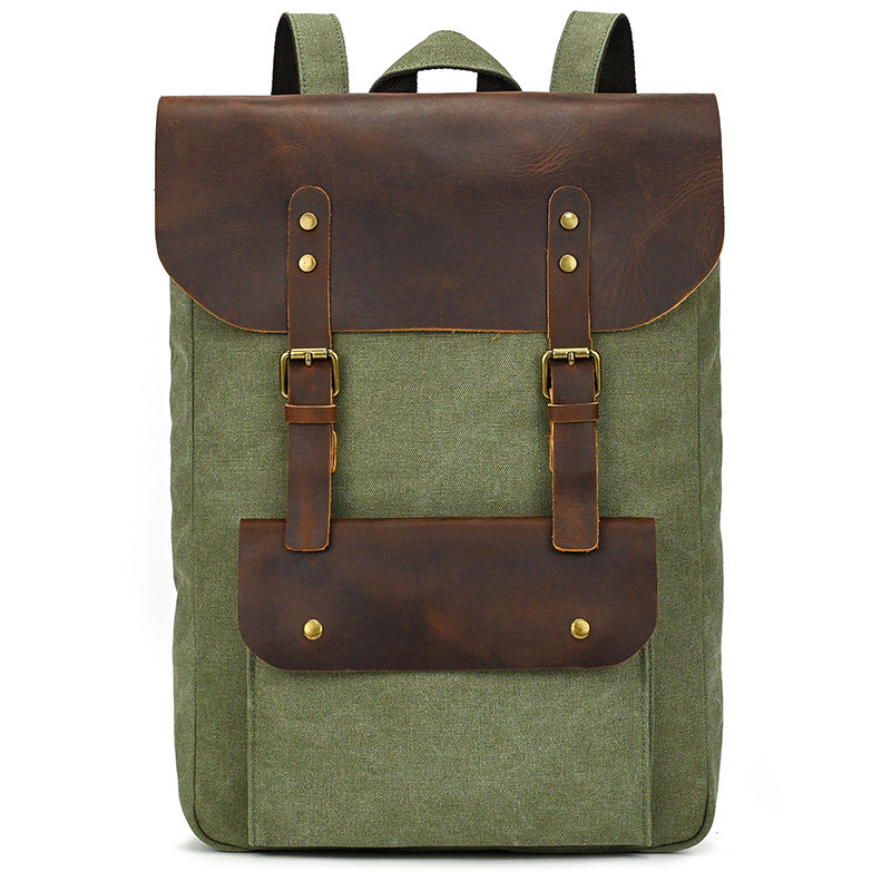 Premium Canvas Leather Large Capacity Backpack