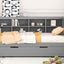 Wooden Twin Size DayBed with Twin Size Trundle, DayBed with Storage Shelf and USB Charging Ports,Grey - Korvel