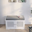 Elegant White Shoe Storage Bench with Padded Cushion
