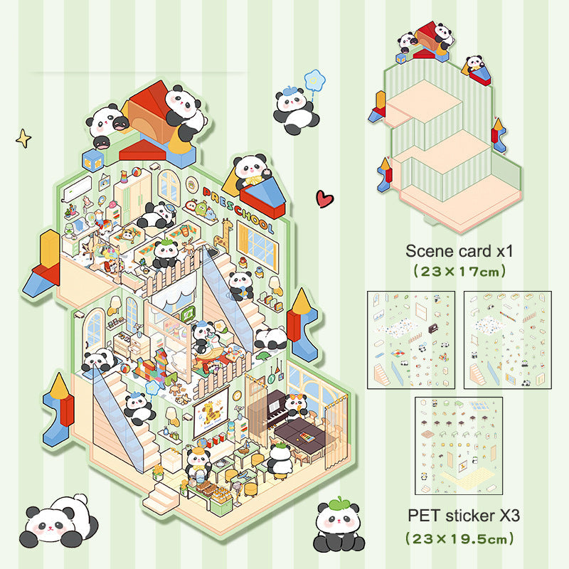 Landscape stickers large 3D stereoscopic scene collage miniature scene ledger stickers DIY stickers - Korvel