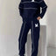 Plus Size Striped Quarter Zip Top and Pants Set