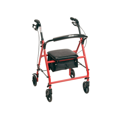 Drive Medical Steel Rollator with 6" Wheels - Red