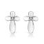Boucles d'oreilles en croix florale en argent sterling .925 avec accent en diamant