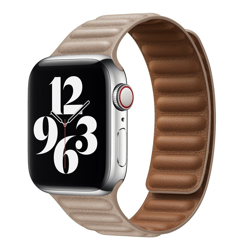 Suitable For iwatch8 Watchband S7 SE 6/5/43 Magnetic Suction New Leather Loopback Chain Apple Watch Wristband - Korvel