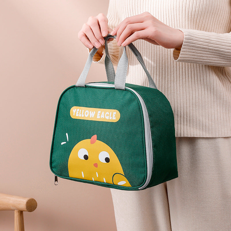 Cute cartoon lunch box bag for students and office workers with side opening, waterproof and thick insulation lunch bag - Korvel
