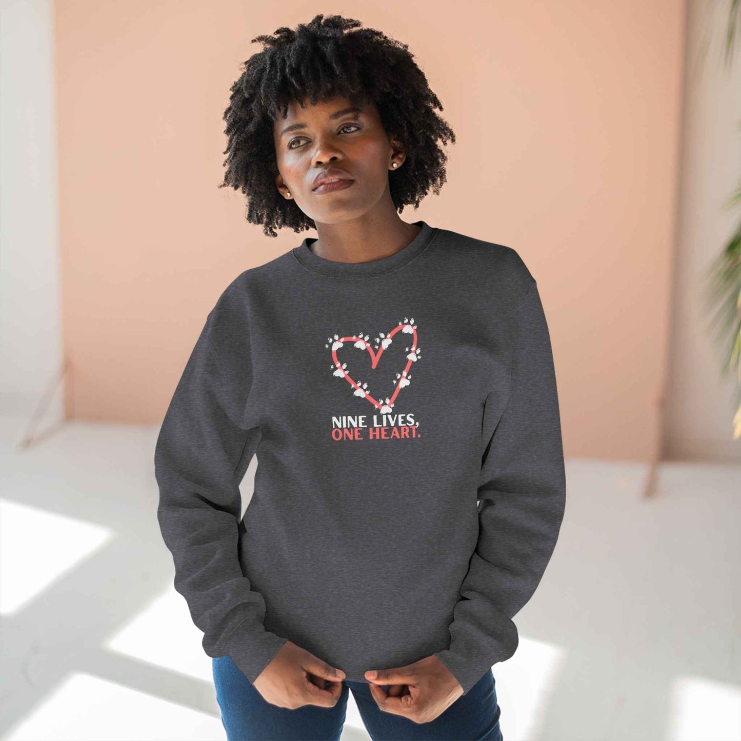 Nine Lives, One Heart Cat Lover Sweatshirt